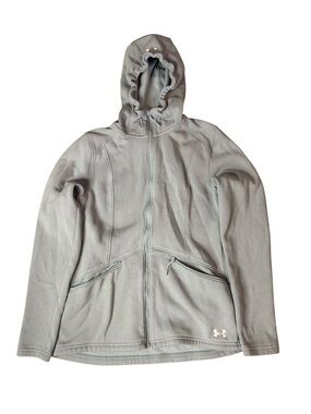 Under Armour ColdGear Fitted Full Zip Hoodie Jacket Grey Womens Small